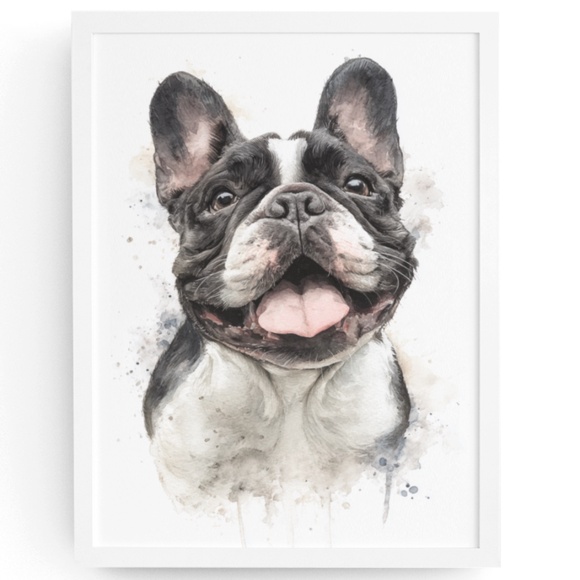 Creative Path Studios Other - Watercolor French Bulldog Pet Portrait Wall Art Print Poster Unframed - Cute Dog